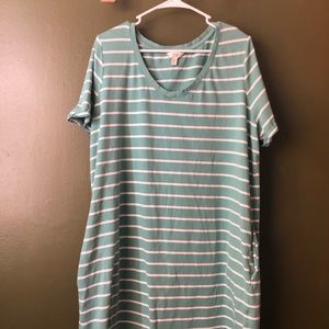 Mint and white striped nightgown